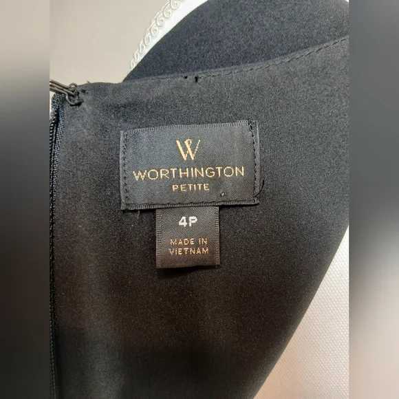 Worthington Petite Black Sheath Dress - Size 4P - Picture 3 of 11